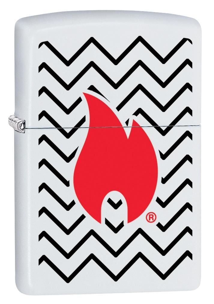 Zippo Matte White Red Flame Design Çakmak