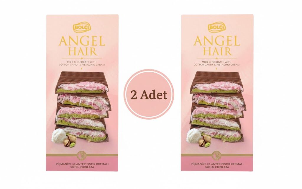 Bolçi Angel Hair Antep Fıstık Dolgulu ve Pişmaniyeli Sütlü Çikolata 170 g (2 ADET)