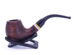 Dapper Bent Apple Briar (Gül Kökü) Sarı-Beyaz Bilezikli El İşleme 9 mm Filtreli Pipo Kahverengi