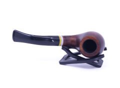 Dapper Bent Apple Briar (Gül Kökü) Sarı-Beyaz Bilezikli El İşleme 9 mm Filtreli Pipo Kahverengi