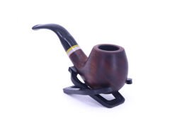 Dapper Bent Apple Briar (Gül Kökü) Sarı-Beyaz Bilezikli El İşleme 9 mm Filtreli Pipo Kahverengi