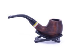 Dapper Bent Apple Briar (Gül Kökü) Sarı-Beyaz Bilezikli El İşleme 9 mm Filtreli Pipo Kahverengi