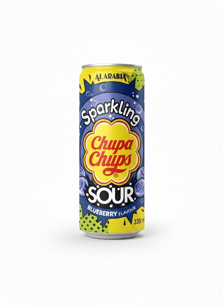 Chupa Chups Sparkling Sour Blueberry Flavour - Ekşi Yaban Mersini Aromalı Gazlı İçecek 330 ml