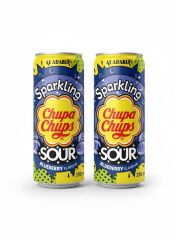 Chupa Chups Sparkling Sour Blueberry Flavour - Ekşi Yaban Mersini Aromalı Gazlı İçecek 330 ml (2 ADET)