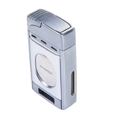 Parmida Parlak Krom Çift Torch Pürmüz Puro Çakmağı S-Cut Puro Makası