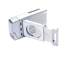 Parmida Parlak Krom Çift Torch Pürmüz Puro Çakmağı S-Cut Puro Makası