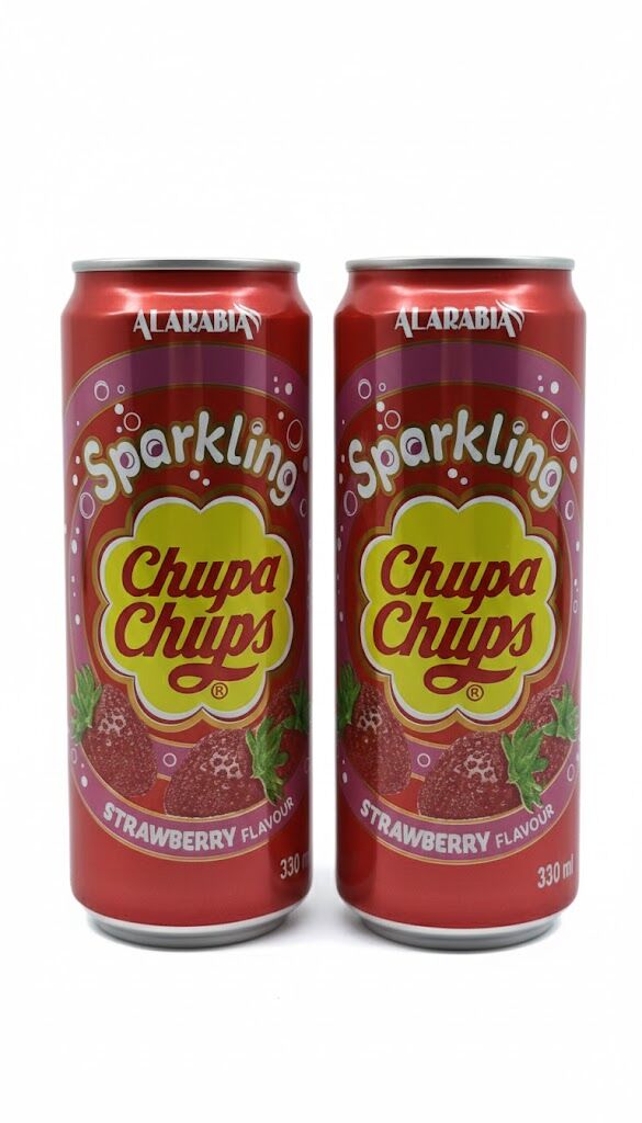 Chupa Chups Sparkling Strawberry Flavour - Çilek Aromalı Gazlı İçecek 330 ml (2 ADET)