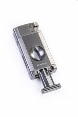 Parmida Gunmetal Çift Torch Pürmüz Puro Çakmağı V-Cut Puro Makası