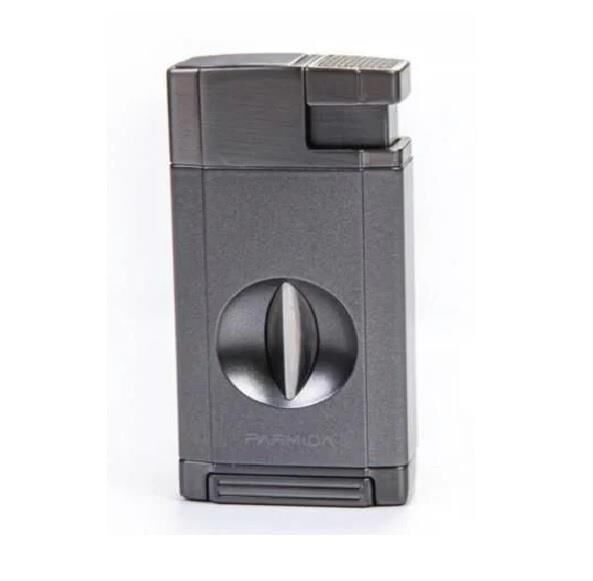 Parmida Gunmetal Çift Torch Pürmüz Puro Çakmağı V-Cut Puro Makası