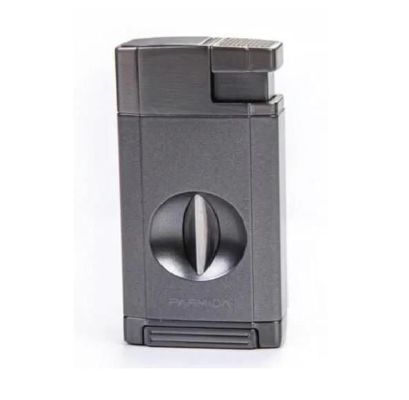 Parmida Gunmetal Çift Torch Pürmüz Puro Çakmağı V-Cut Puro Makası