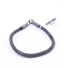 Kazaziye İşleme Örgü Gümüş Bileklik 20,5 cm