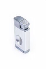 Parmida Parlak Krom Çift Torch Pürmüz Puro Çakmağı V-Cut Puro Makası