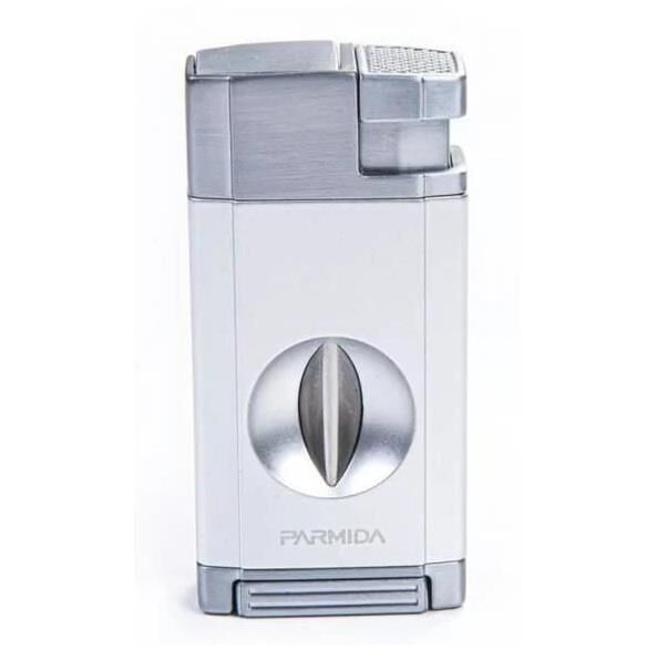 Parmida Parlak Krom Çift Torch Pürmüz Puro Çakmağı V-Cut Puro Makası