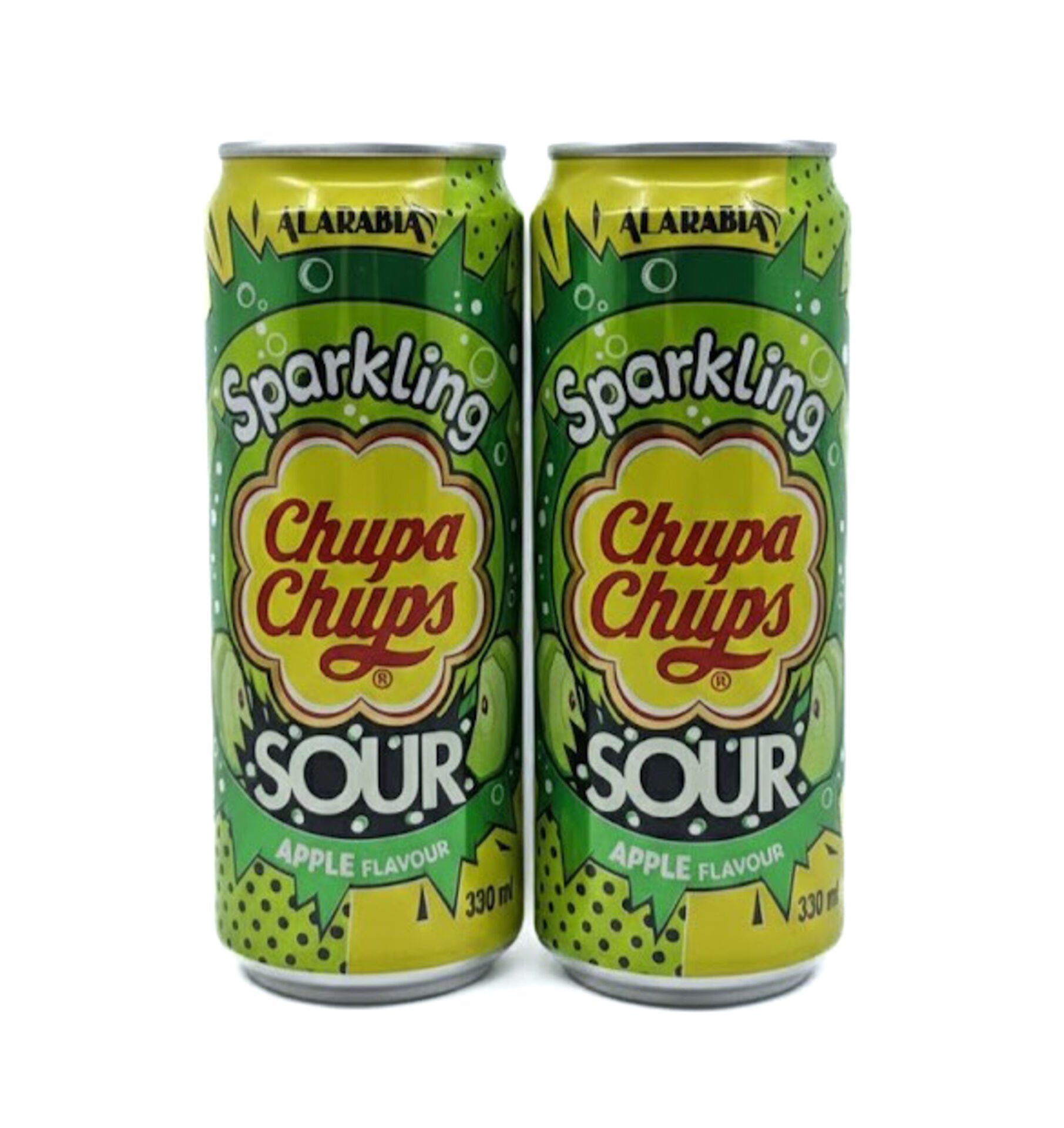 Chupa Chups Sparkling Sour Apple Flavour - Ekşi Yeşil Elma Aromalı Gazlı İçecek 330 ml (2 ADET)