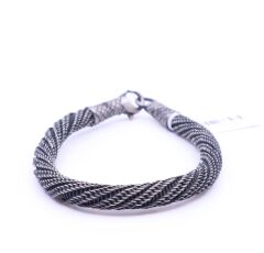 Kazaziye İşleme Örgü Gümüş Bileklik 19 cm