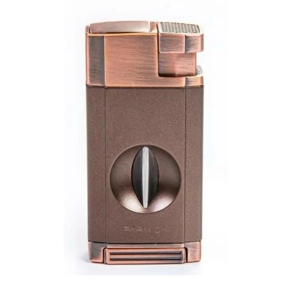 Parmida Bronz Çift Torch Pürmüz Puro Çakmağı V-Cut Puro Makası