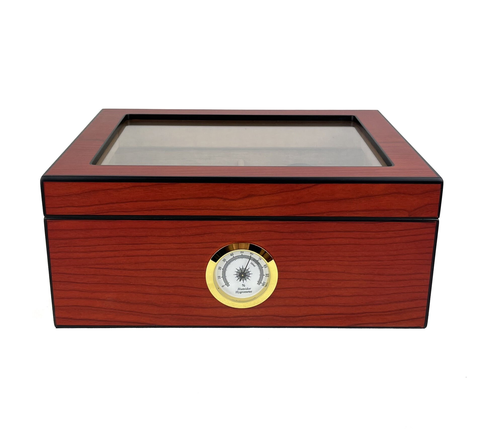İspanyol Sedir Ağacı Puro Humidoru - Cam Kapaklı & Higrometreli - Cedro de Oro