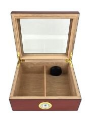 İspanyol Sedir Ağacı Puro Humidoru - Cam Kapaklı & Higrometreli - Cedro de Oro