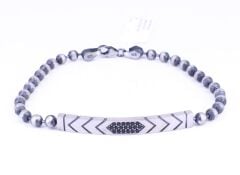 Siyah Zirkon Taşlı 925 Ayar Gümüş Bileklik