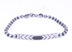 Siyah Zirkon Taşlı 925 Ayar Gümüş Bileklik