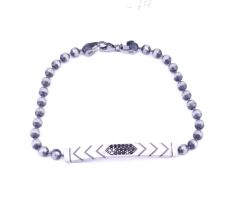 Siyah Zirkon Taşlı 925 Ayar Gümüş Bileklik