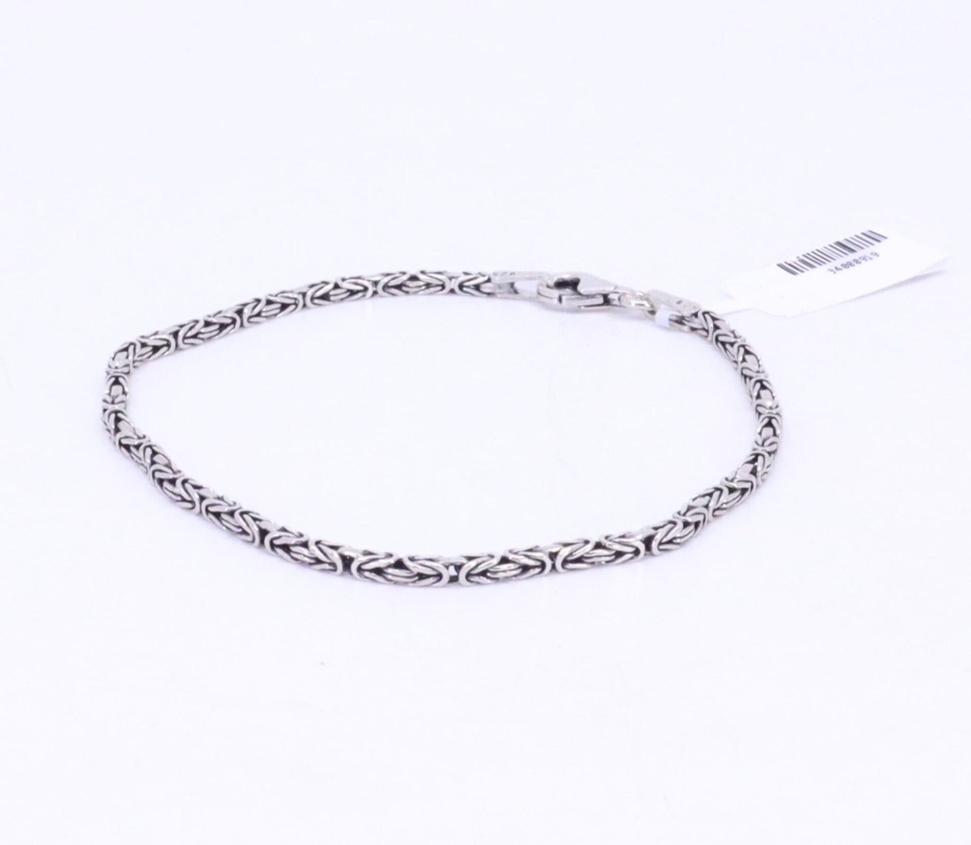 925 Ayar Kral Kare Mini Model Gümüş Bileklik 22 cm