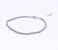 925 Ayar Kral Kare Mini Model Gümüş Bileklik 22 cm