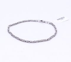 925 Ayar Kral Kare Mini Model Gümüş Bileklik 22 cm