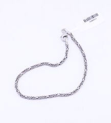 925 Ayar Kral Kare Mini Model Gümüş Bileklik 22 cm