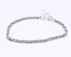 925 Ayar Kral Kare Mini Model Gümüş Bileklik 20 cm