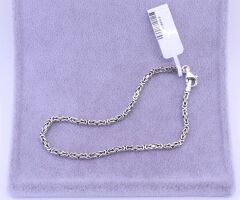 925 Ayar Kral Kare Mini Model Gümüş Bileklik 20 cm