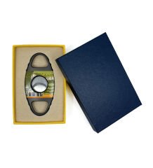 Paslanmaz Çelik Çift Bıçaklı Puro Kesici – Deri Kılıf ve Özel Hediye Kutulu - Historical Cuba