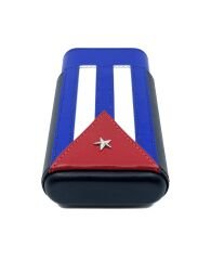 Küba Bayrağı Temalı 3’lü Deri Puro Kılıfı – Sedir Ağacı Astarlı ve Hediye Kutulu