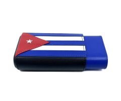 Küba Bayrağı Temalı 3’lü Deri Puro Kılıfı – Sedir Ağacı Astarlı ve Hediye Kutulu