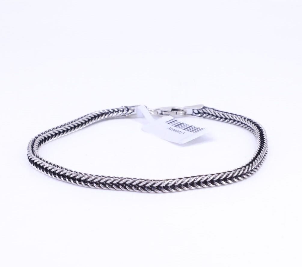 925 Ayar Örme Zincir Gümüş Bileklik 20 cm