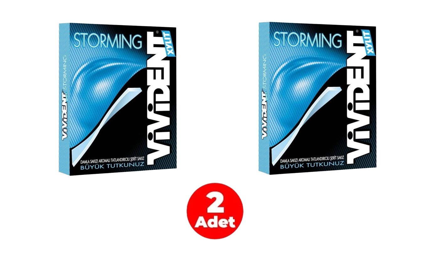 Vivident Storming Damla Sakızı Aromalı Şekersiz-Tatlandırıcılı Şerit Sakız 33g (2 ADET)