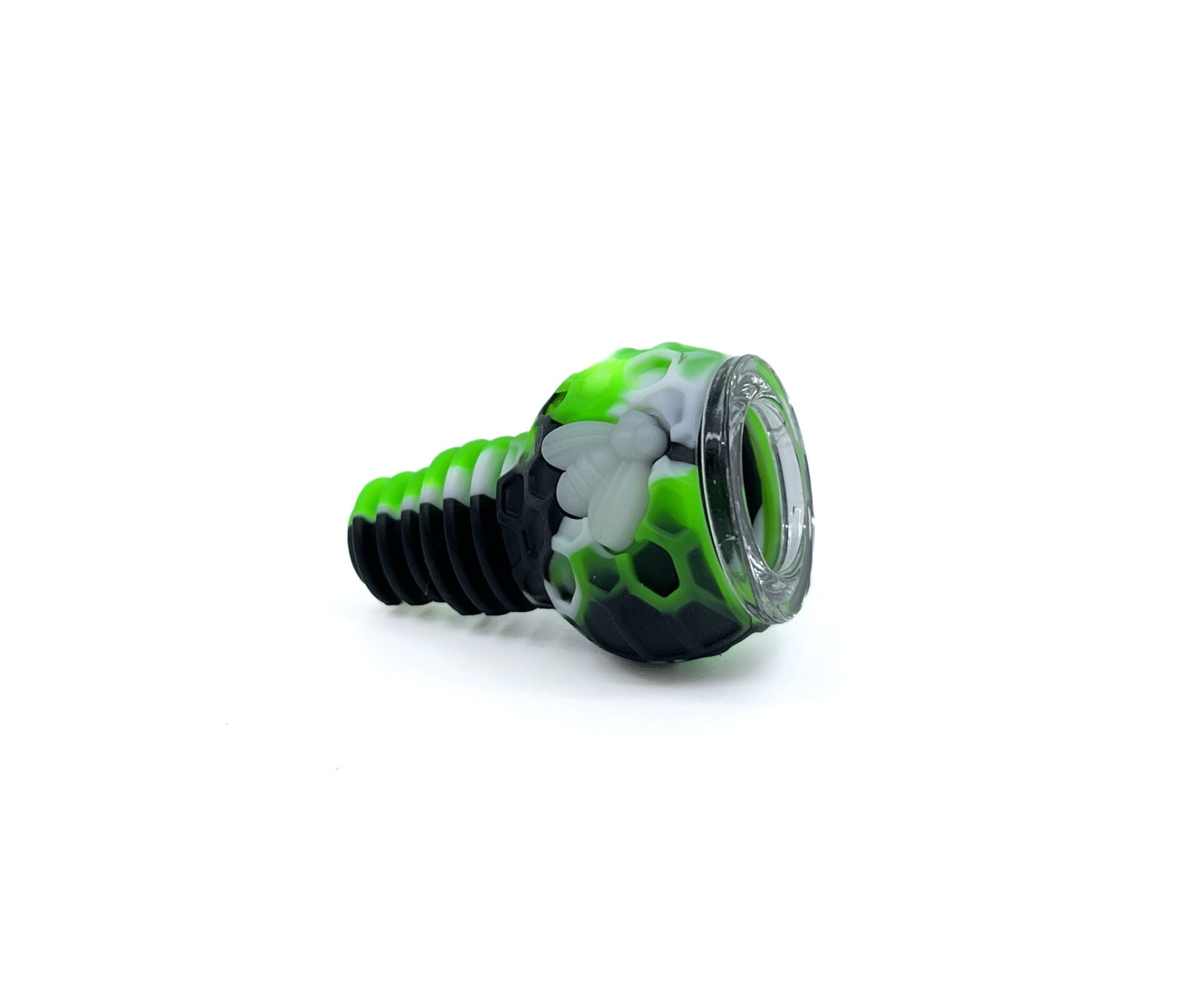 14mm18mm Uyumlu Silikon Yedek Pipo Haznesi - Kırılmaz Tasarım (Cam Elekli İç Hazne) - Yeşil/Siyah