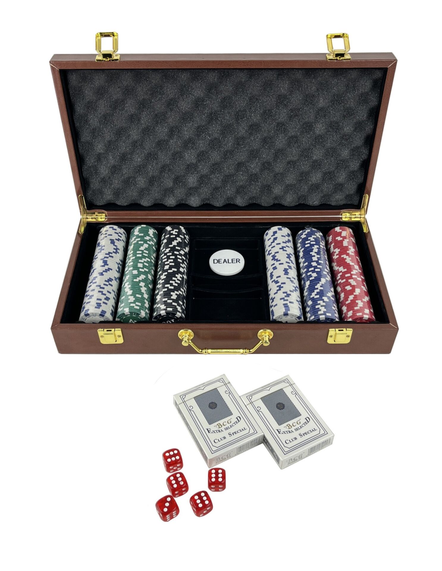 Deri Çantalı Poker Seti 300 Parça Chip ve 2 İskambil Kağıdı Destesi
