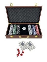 Deri Çantalı Poker Seti 300 Parça Chip ve 2 İskambil Kağıdı Destesi