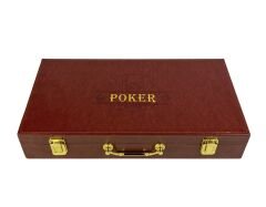 Deri Çantalı Poker Seti 300 Parça Chip ve 2 İskambil Kağıdı Destesi