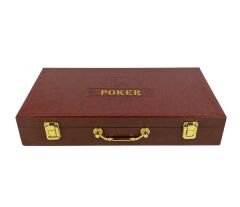Deri Çantalı Poker Seti 300 Parça Chip ve 2 İskambil Kağıdı Destesi