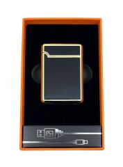 Hunter USB Şarjlı Plazma Ark Elektronik Çakmak Metal - Siyah Altın Rengi