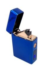 Hunter USB Şarjlı Plazma Ark Elektronik Çakmak Metal - Mavi