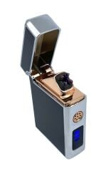 Hunter USB Şarjlı Plazma Ark Elektronik Çakmak Metal - Siyah Krom