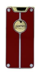 Hunter Lüks Şarj Edilebilir USB Çakmak – LED Şarj Göstergeli, Metal Gövde, Özel Kutusunda Hediyelik Çakmak (Kırmızı - Gold)