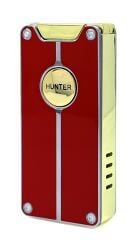 Hunter Lüks Şarj Edilebilir USB Çakmak – LED Şarj Göstergeli, Metal Gövde, Özel Kutusunda Hediyelik Çakmak (Kırmızı - Gold)
