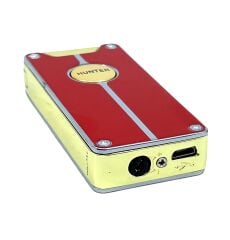Hunter Lüks Şarj Edilebilir USB Çakmak – LED Şarj Göstergeli, Metal Gövde, Özel Kutusunda Hediyelik Çakmak (Kırmızı - Gold)