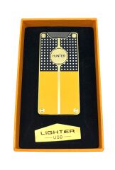 Hunter Lüks Şarj Edilebilir USB Çakmak – LED Şarj Göstergeli, Metal Gövde, Özel Kutusunda Hediyelik Çakmak (Özel Desen)