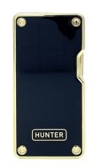 Hunter Lüks Metal Gövdeli, Şarjlı USB ve Gazlı Çift Alevli Çakmak - Özel Hediyelik Kutulu (Siyah - Gold)