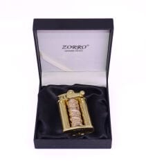 Zorro Ejder Dizayn Döner Mekanizmalı Benzinli Çakmak - Gold